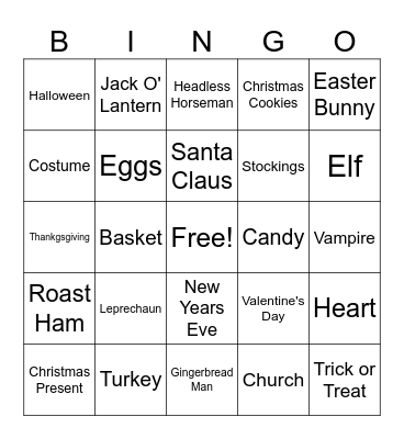 Holiday Bingo Card