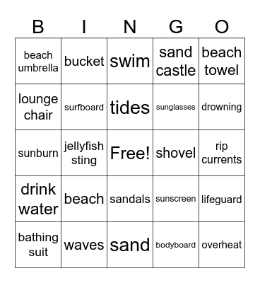 Beach Bingo Card