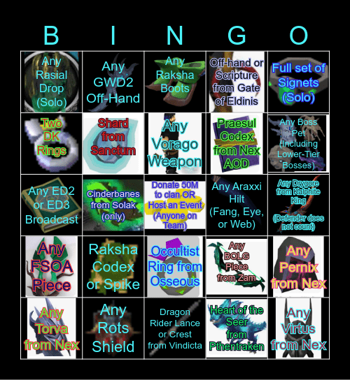Runescape 3 Bingo Card