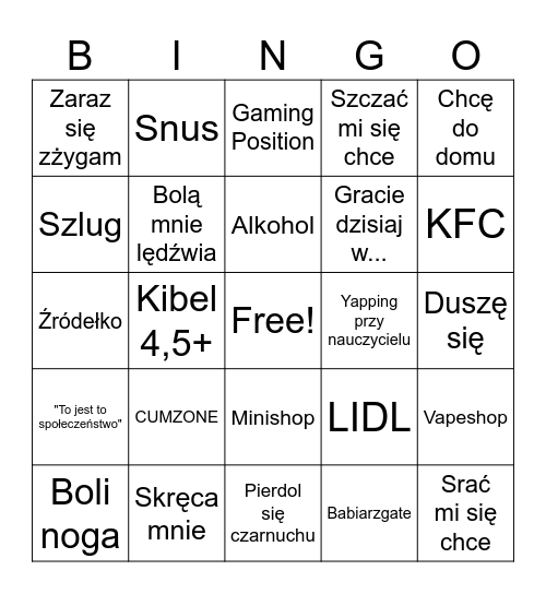 Dziura Bingo Card