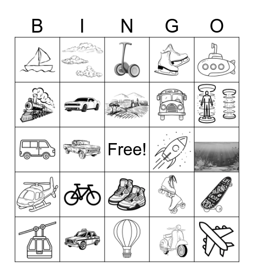 Transportation Bingo Card