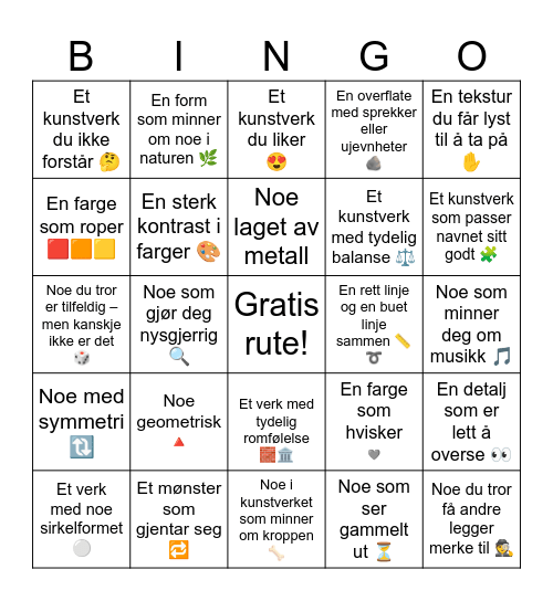 KUNSTBINGO Card