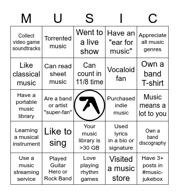 MUSIC BINGO Card