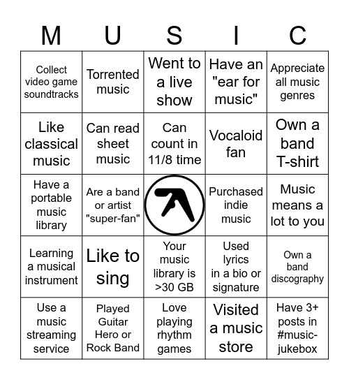 MUSIC BINGO Card