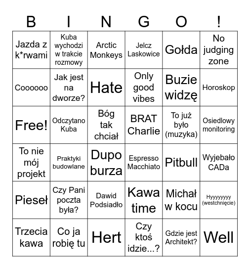 BOB Bingo Card