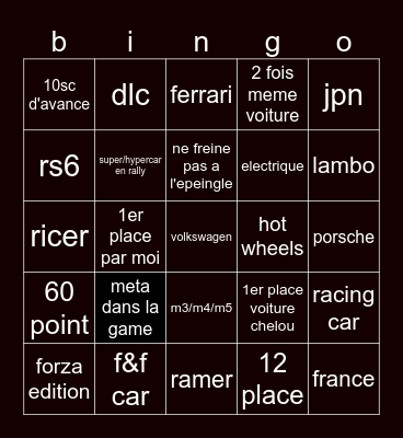 bingo forza Bingo Card