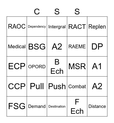 CSS BOS Bingo Card