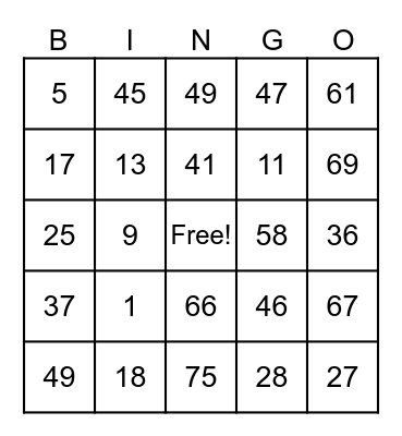 ROSE ANN'S BINGO CARD Bingo Card