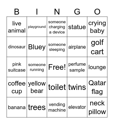 Doha Airport Bingo Card