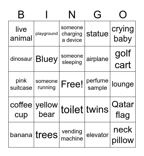 Doha Airport Bingo Card