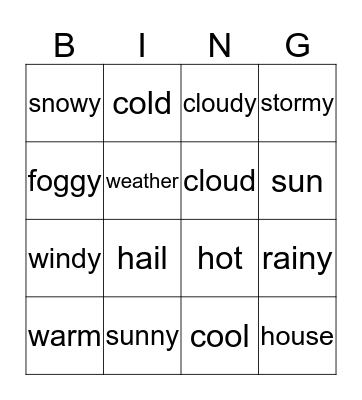 The Weather Bingo Card