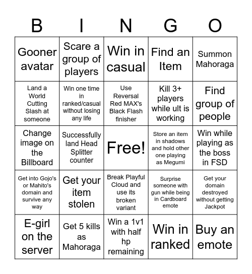 Jujutsu Shenanigans bingo (Public Servers) Bingo Card