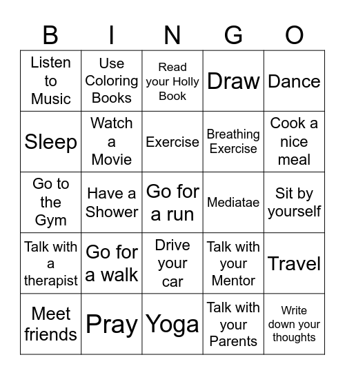 How do you handle Stress Bingo Card