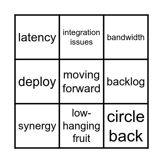 Jargon Bingo Card