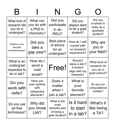 Did a Student Ask You... Bingo Card