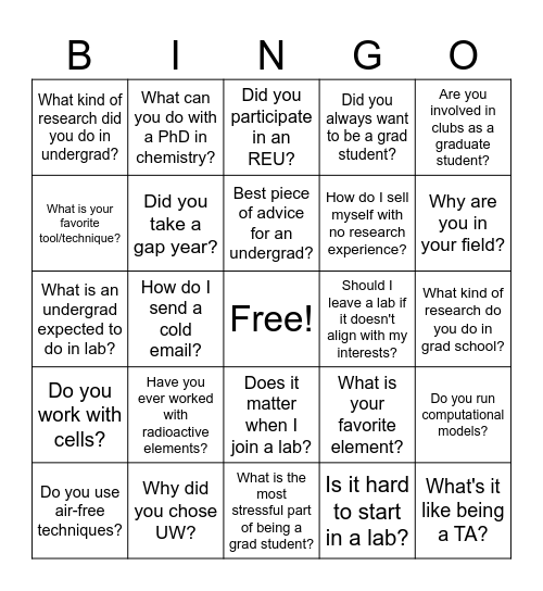 Did a Student Ask You... Bingo Card