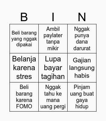 Financial Red Flag Bingo Card