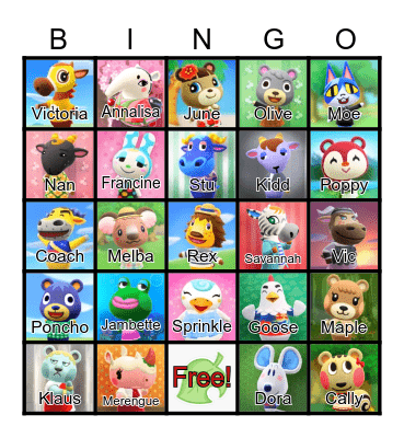 Animal Crossing Bingo Card