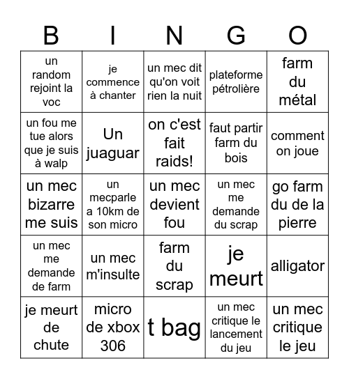 bingo rust Bingo Card