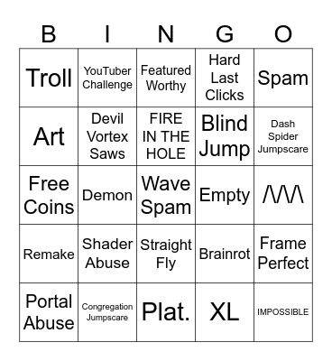 GD Recent Tab Bingo Card