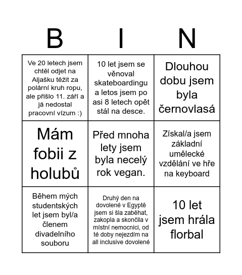9 Bingo Card