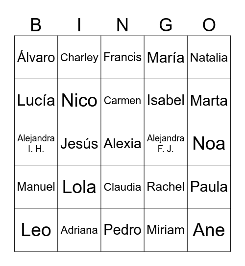5*A Class Bingo Card
