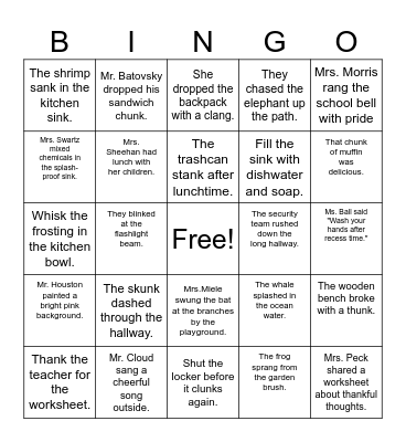 4th Grade Multisyllabic, glued sound phrases Bingo Card
