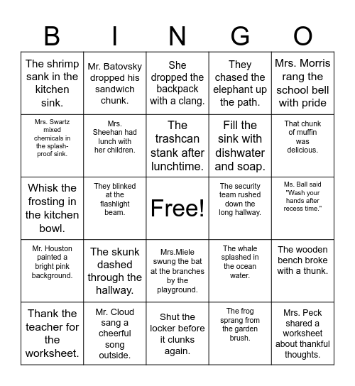 4th Grade Multisyllabic, glued sound phrases Bingo Card