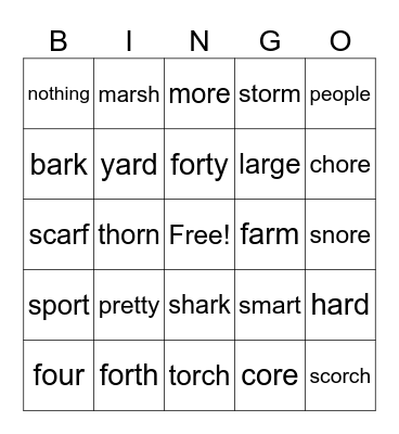 Lessons 77 &  78 Bingo Card