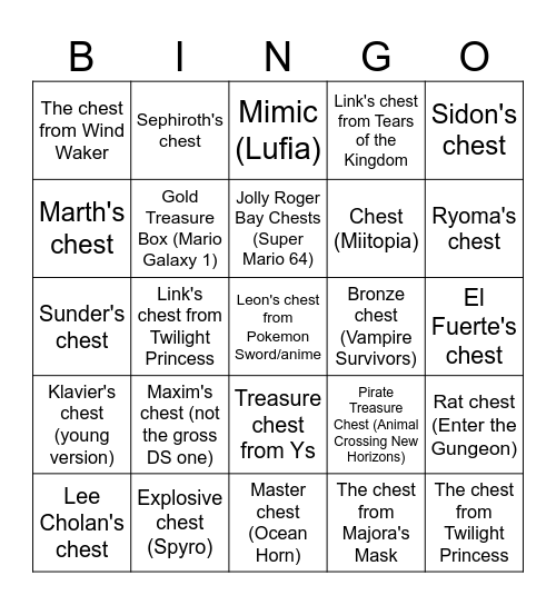 Irri Best Chests [Round 1] Bingo Card