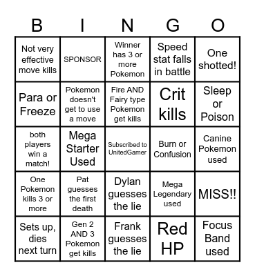 Then we fight bingo UG Mega Pokemon Bingo Card