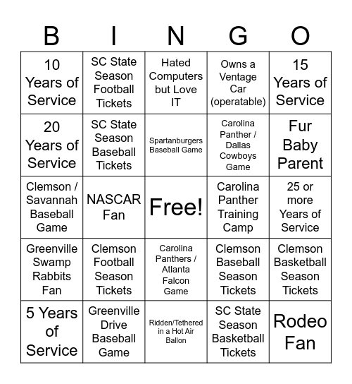 IS&T Meet and Greet Bingo Card