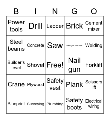 Construction Bingo Card