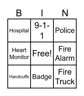 Emergency Services Bingo Card