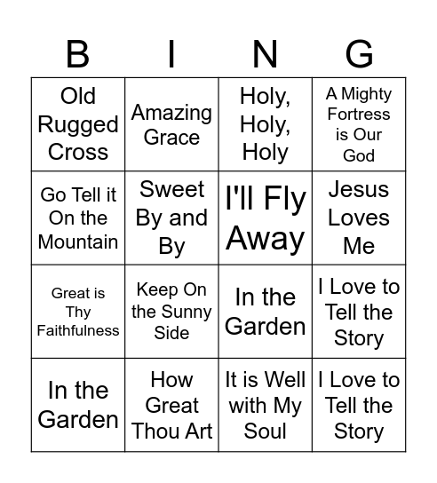 Choose a Song Bingo Card