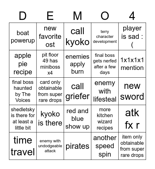 Block Tales Demo 4 Bingo Card