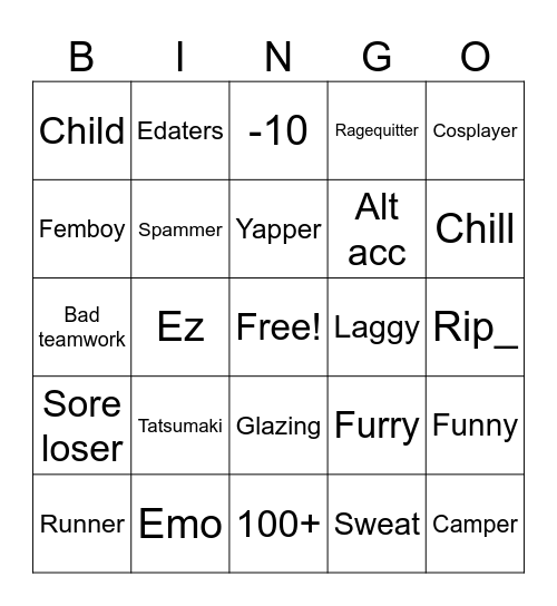 tsb Bingo Card