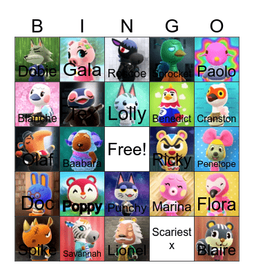 Animal crossing bingo! Bingo Card