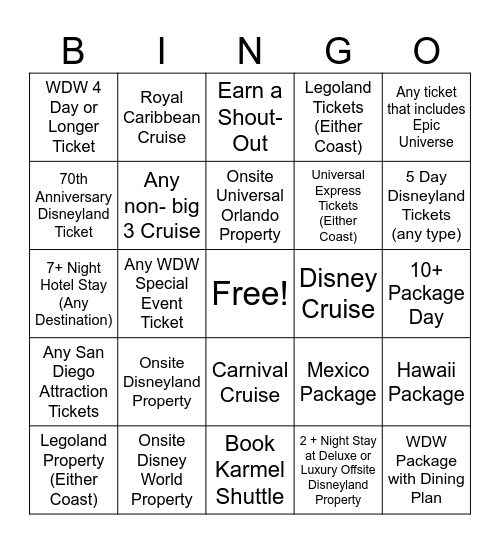 Summer Beach Bingo Card