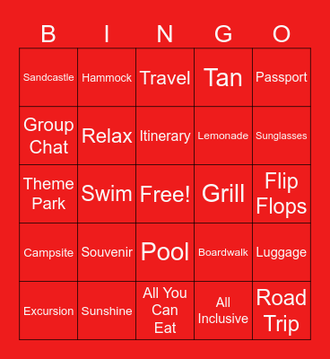 Vacation Vibes Bingo Card