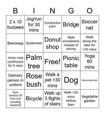 Let's Move Vancouver! Bingo Card