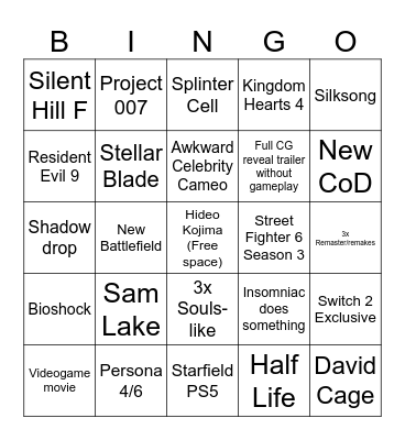 Summer Games Fest 2025 Bingo Card