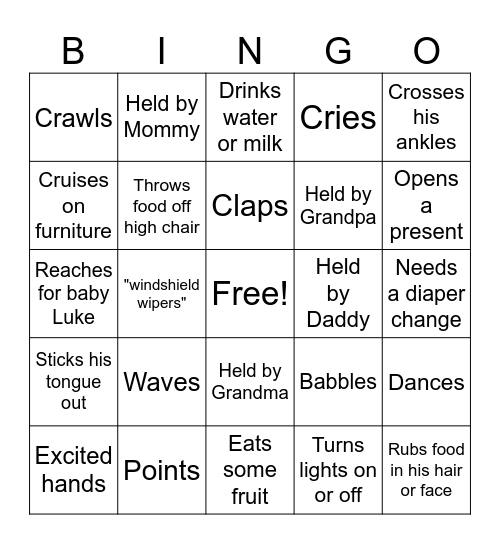 Andrew's Birthday Bingo Card