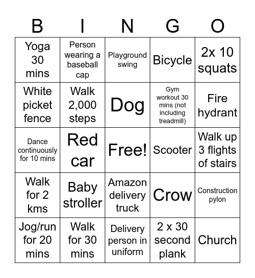 Let's Move Vancouver! Bingo Card