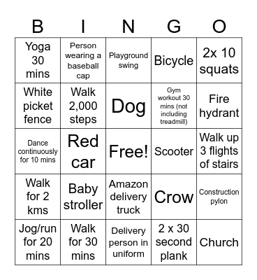 Let's Move Vancouver! Bingo Card