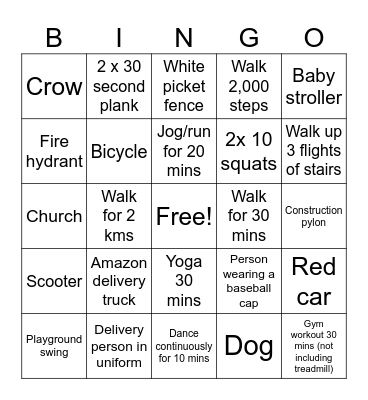Let's Move Vancouver! Bingo Card