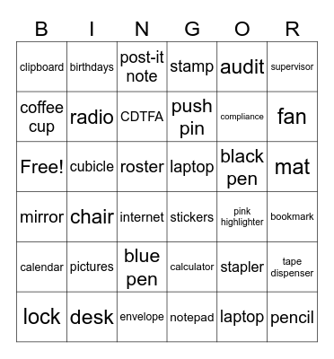 Office Bingo Card