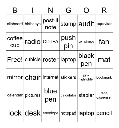 Office Bingo Card