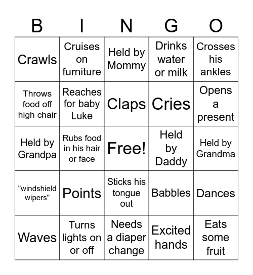 Andrew's Birthday Bingo Card