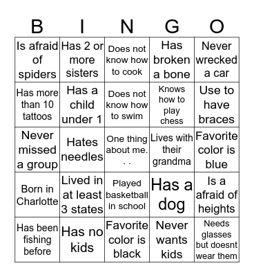 Ice Breaker Bingo Card